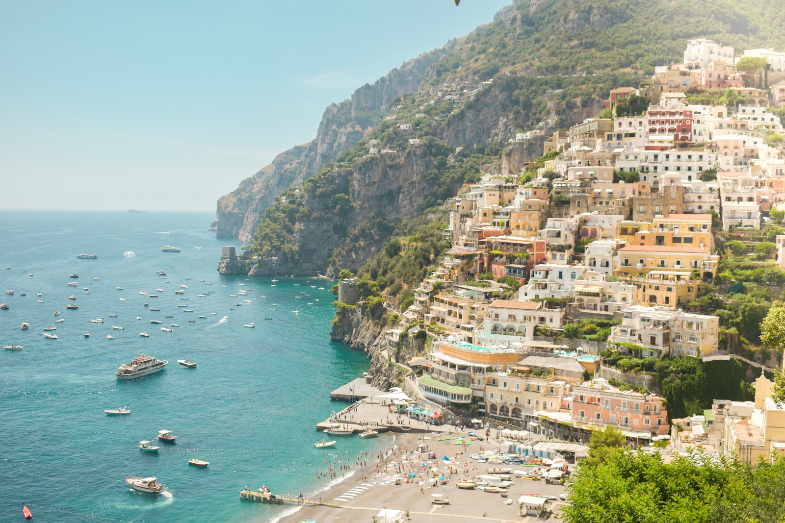 Positano village overlooking the sea on Italy’s Amalfi Coast
